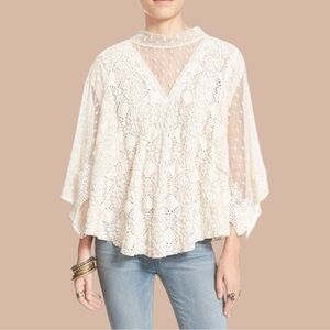 Free People Hard Candy Cream Lace Women's Top 0007